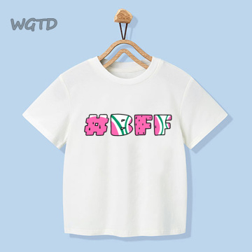 HOT SALE Unisex Girls/boys T Shirt Funny 2020 Cute Friends Letter BFF Print Boys T Shirts White O-Neck Comfortable T Shirt Kids