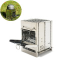 Outdoor Grill Stainless Steel Integrated Wood Stove Folding Camping Barbecue Portable Mini Wood Lightweight Cooking Stove