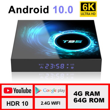 TV Box Android 10 4G 64G Support 6K 30FPS YouTube Google Play Google Voice Assistant LEMFO T95 H616 Smart Set Top Box 2020 3D