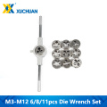 6/8/11pcs M3-M12 Metric Die Wrench Set Hand Tapping Kit Screw Die Thread Die Set