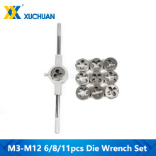 6/8/11pcs M3-M12 Metric Die Wrench Set Hand Tapping Kit Screw Die Thread Die Set
