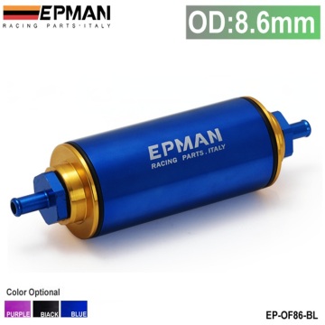 Racing Blue OD:8.6MM Hi-Flow Motorsport/Rally/Racing Alloy Fuel Filter With Steel filter EP-OF86-BL