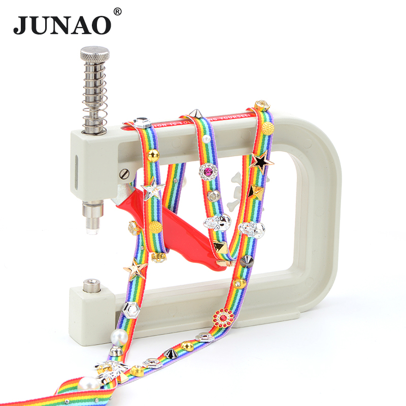 JUNAO 10 Mold Pearl Setting Machine Hand Press Riveter Pearl Tools Rhinestone Bead Machine Rivet for Clothes DIY Crafts Supplies