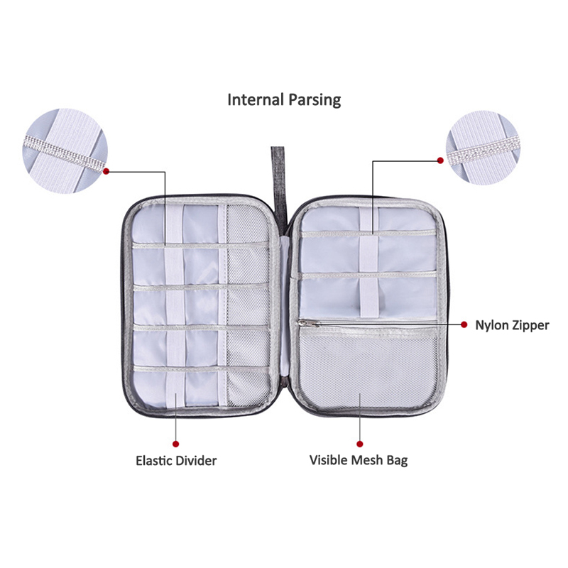 Travel Closet Organizer Case for Headphones Storage Bag Digital Portable Zipper Accessories Charger Data Cable USB Luggage Bag