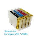 212 212XL Refillable Ink Cartridge For Epson without Chip for Epson Workforce WF-2830 WF-2850 Expression Home XP-4100 XP-4105