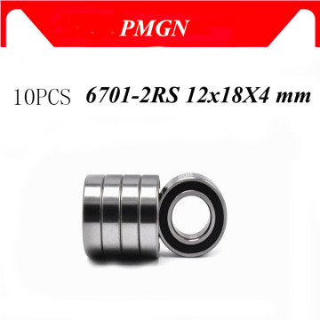 PMGN 10PCS ABEC-5 6701-2RS High quality 6701RS 6701 2RS RS 12x18X4 mm Miniature Rubber seal Deep Groove Ball Bearing