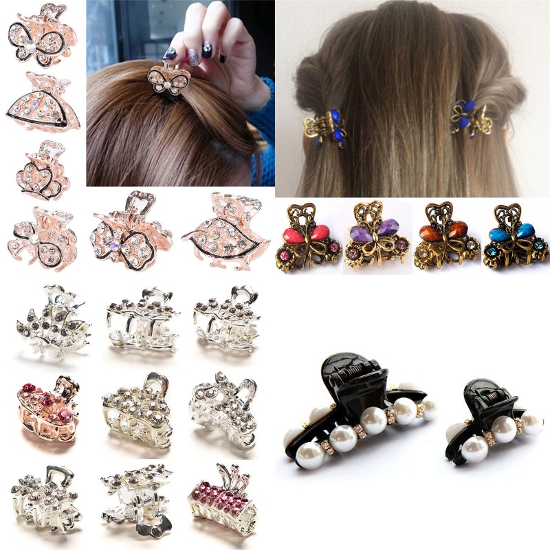 Mini Butterfly Headwear Hair Claws Clip Pearls Hairpins for Women Girls Mini Hairpin Hair Clip Clamp Crab Hair Claws Accessories