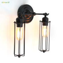 2 Light Decorative Black Industrial Wall Lights Vintage Retro Design Caged Stair Step Lamp Indoor Gladiator Shape E26/E27