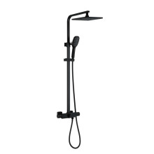 Black thermostatic showerhead set with handheld shower valve