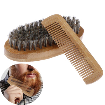 Beard Brush Boar Bristle for Men's Mustache Shaving Comb Face Massage Facial Hair Cleaning Brush Comb