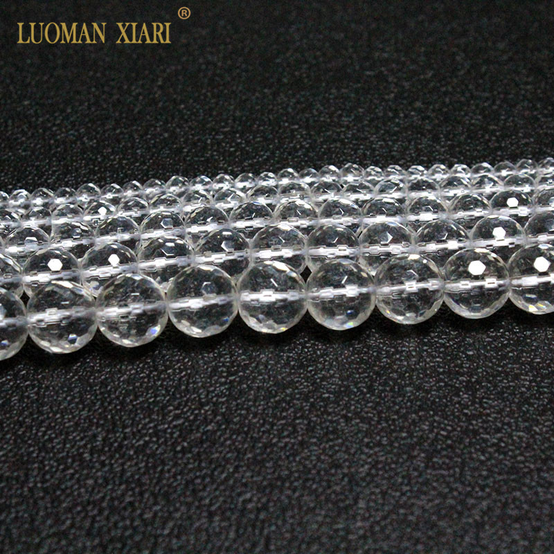 Wholesale Natural Faceted Clear White Crystal Round Loose Stone Beads For Jewelry Making DIY Bracelet Necklace 4/6/8/10/12mm