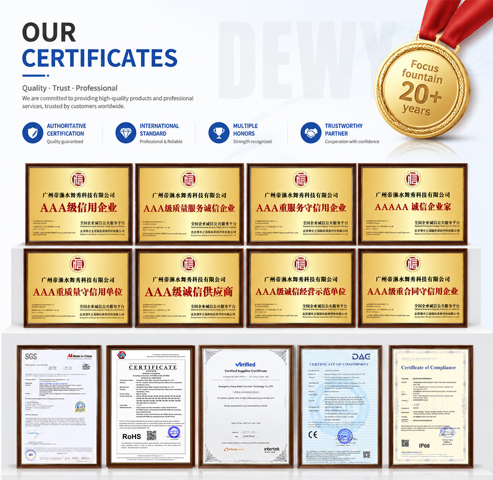 DEWY Fountain certificate