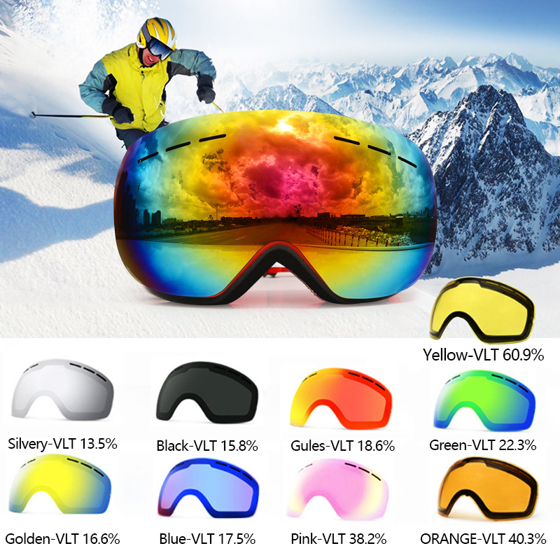 LETOYO Brand Ski Goggles Double Layers UV400 Anti-fog Big Ski Mask Glasses Skiing Snow Men Women Snowboard Goggles Mask