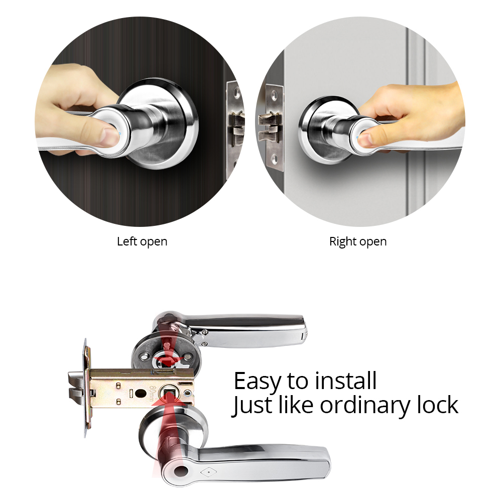 Smart Fingerprint Door Lock Electronic Keyless Entry Door Lock with Mechanical Key unlock for Door Lock Security