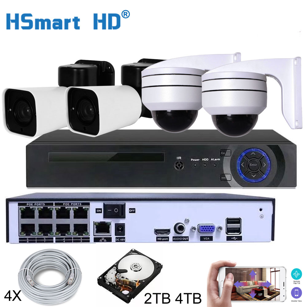8CH HD NVR 4TB H.265 PTZ 5.0MP POE 4X Zoom CCTV System IP Camera Outdoor Video Security Surveillance Set Outdoor Waterproof