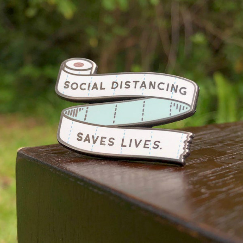 Social Distancing Saves Lives Enamel Pin Laple Pins Badge Brooch