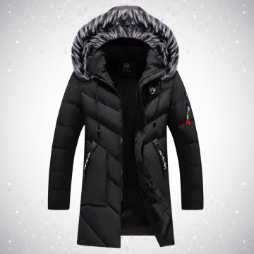 Mens Jackets Winter Parka Coat Fur Collar Windproof Overcoat Men Slim Outdoor Jacket Long Coat Men Cotton Padded Jacket Slim Fit