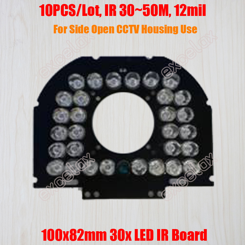 10PCS/Lot 30x LED Board IR 30m~50m 12mil 100x82mm PCB DC 12V Infrared Night Vision for Outdoor Side Open CCTV Camera Housing