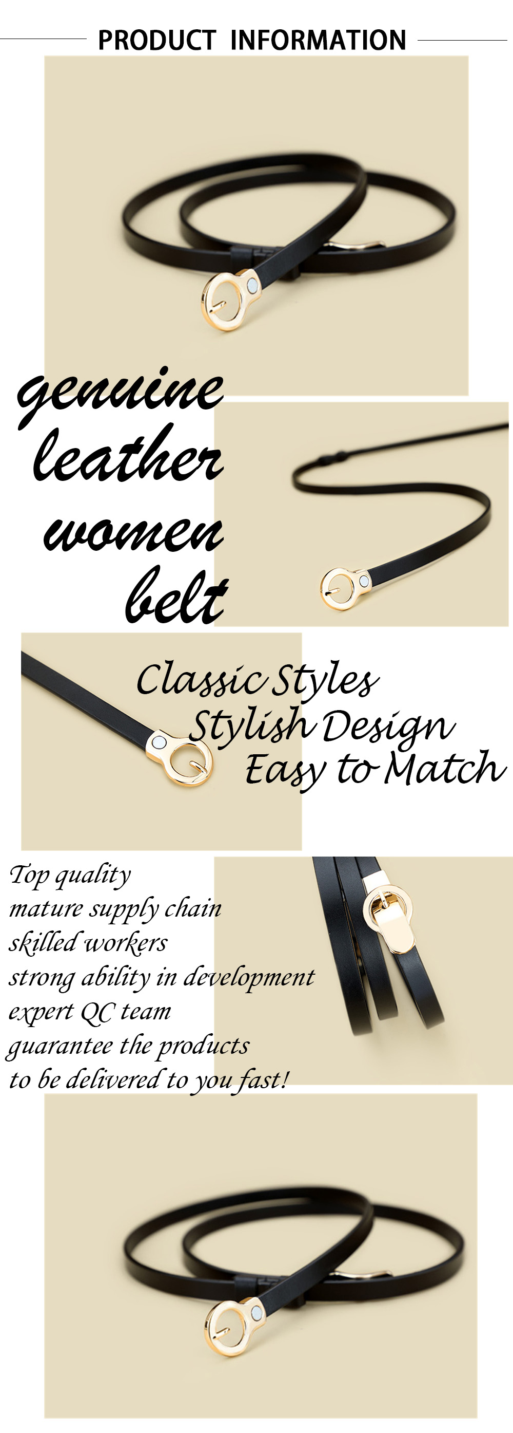 Ladies Thin Leather Belt