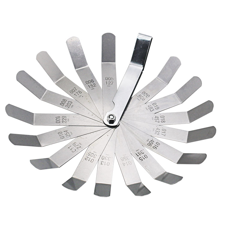 16 Blades Feeler Gauge Metric 0.127-0.508mm Stainless Steel Gap Filler Gauge Measurement Tool for Engine Valve Adjustment