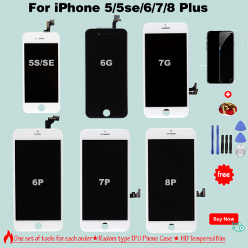 AAA+++ for Factory Defective Screen Iphone7 8 Plus No Dead Pixel Iphone 5 6 7 8 Display Phone LCD Give Installation Gift