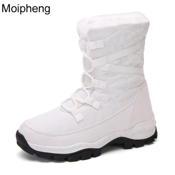 Moipheng Women Boots Winter Shoes Warm Snow Boots Ladies Mid-calf Plus Size Hot Platform Boots Female Botas Mujer White Booties