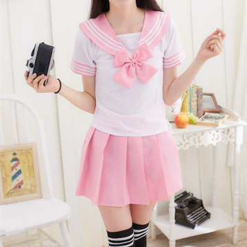 Japanese School Uniform For Girls Sailor Tops+Tie+Skirt Navy Style Students Clothes For Girl Plus size Lala Cheerleader clothing