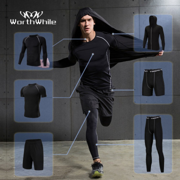 WorthWhile Men's Tracksuit Compression Sports Suit Gym Fitness Clothes Running Jogging Sport Wear Training Exercise Workout