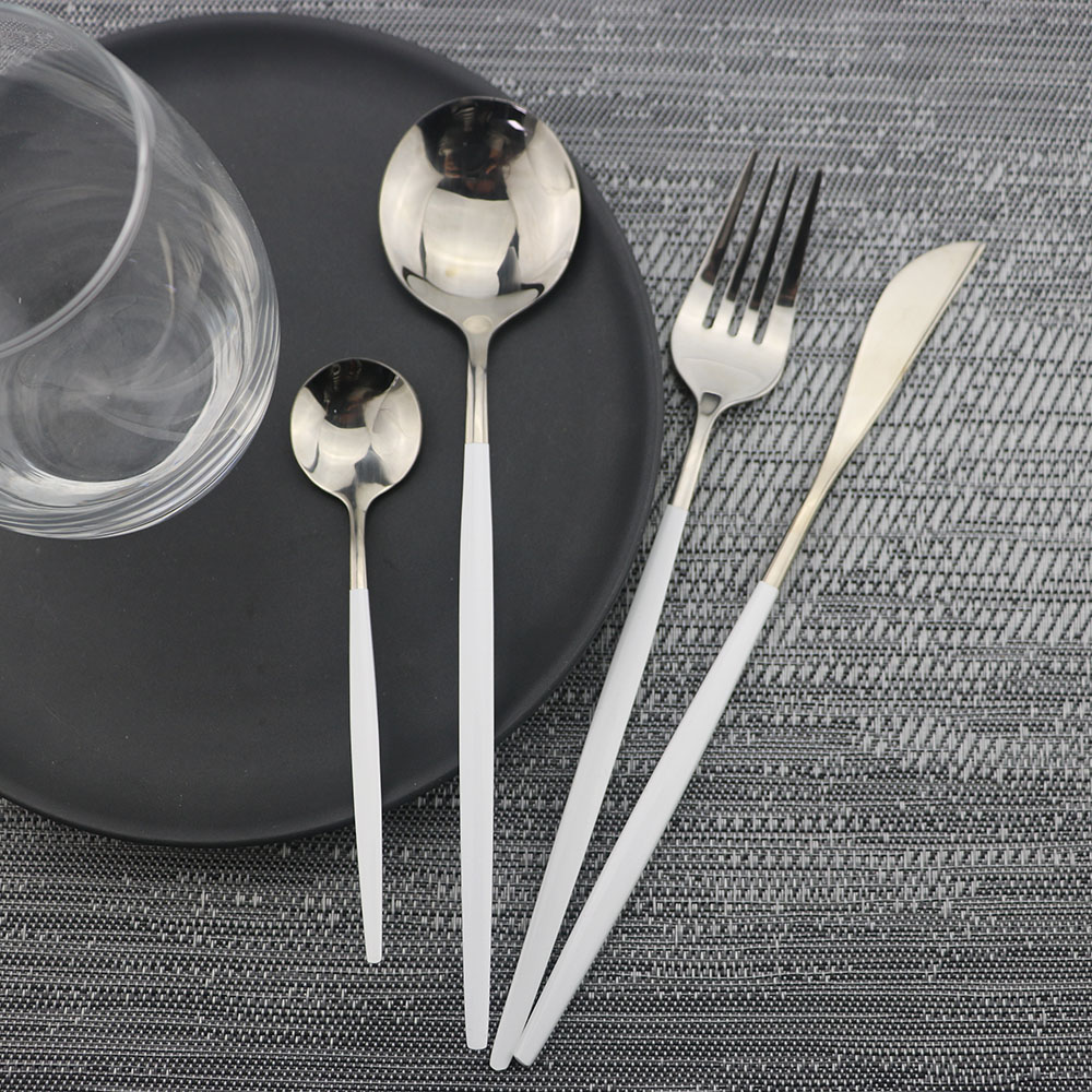 24Pcs/set Dinnerware Silverware Flatware Set Blue Silver Cutlery Set 18/10 Stainless Steel Dinner Knife Fork Spoon Dropshipping