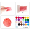 IBOWS 25 Colors Wool Felt Roving Wool Felting Tool Kit Fiber Material with Felt Needle Set Weaving Needlework Spinning