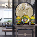 Three-piece Set of Ceramic Vase Jingdezhen Yellow Peacock Porcelain Vase Modern Home Decoration Living Room Flower Arrangement