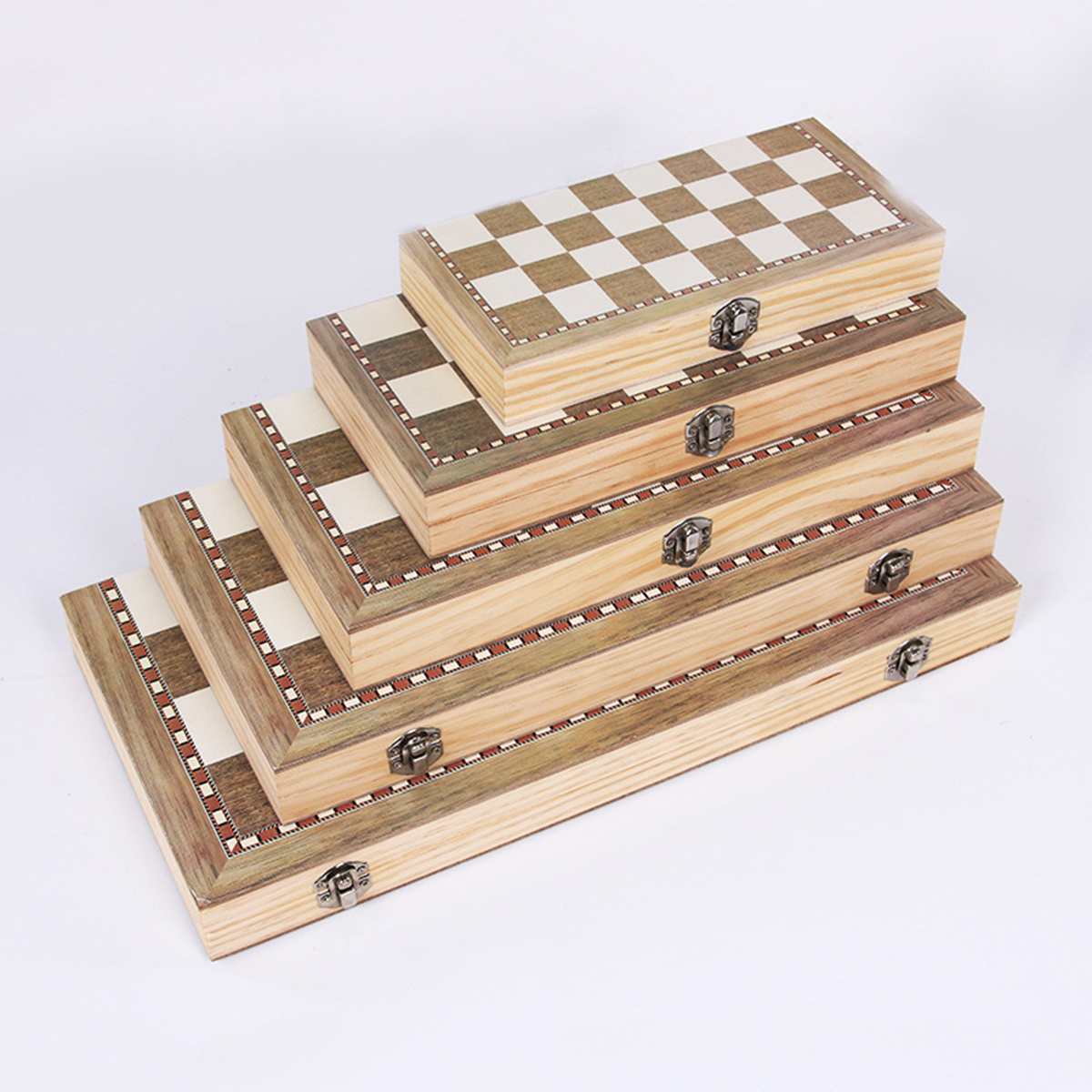 Wooden Chess Set Folding Magnetic Large Board With 34 Chess Pieces Interior for Storage Portable Travel Board Game Set For Kid