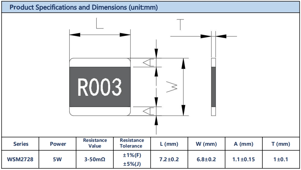 WSM2728 dimensions
