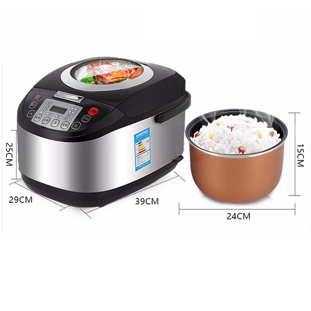 DMWD Transparent Lid 5L Rice Cooker 220V 9 Menu Smart Electric Pot Soup Porridge Breakfast Maker 24H Appointment For 4-6 People