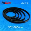 FitSain--2GT 302-380mm rubber belt Width 6mm Timing Belt GT2 Conveyor Belt Drive Belt Ring with Rubber Belt