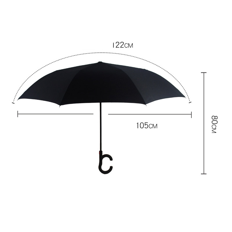 Hot C Handle Reverse Folding Umbrella Man Women Sun Rain Car Semi-automatic Umbrellas Double Layer Anti UV Self Stand Parapluie