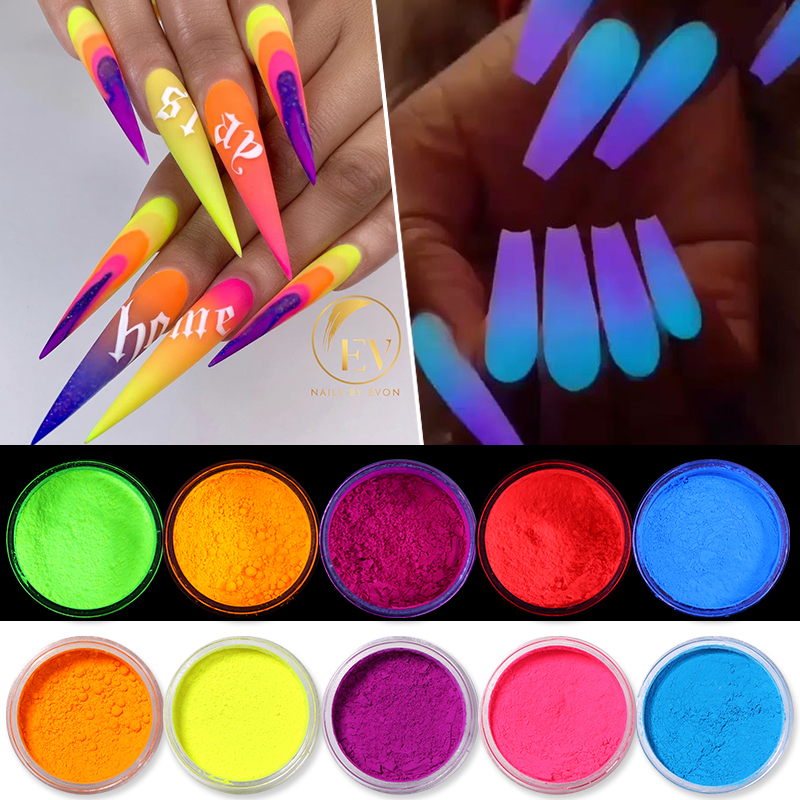 1 Box Neon Phosphor Powder Nail Glitter Powder Colorful Dust Luminous Pigment Fluorescent Powder Nail Glitters Decoration