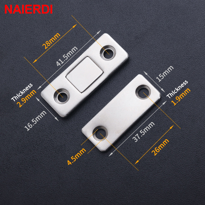 NAIERDI 2pcs/Set Hidden Door Closer Magnetic Cabinet Catches Magnet Door Stops With Screw For Closet Cupboard Furniture Hardware