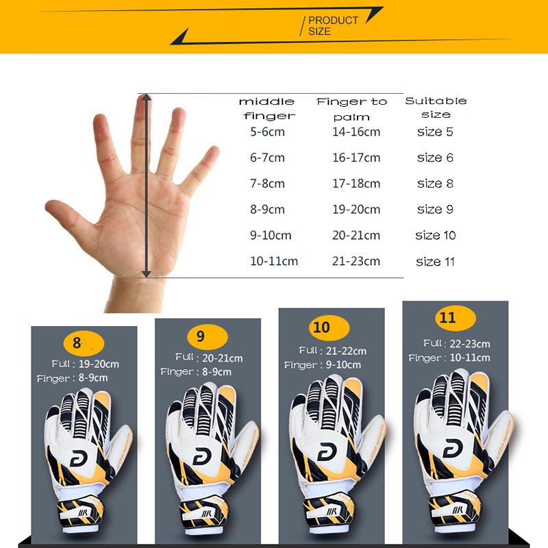 Etto Quality Non-slip Wear Resistant Football Goalkeeper Gloves Men Soccer Training Latex Goalie Gloves Size 8/9/10/11 HSG415