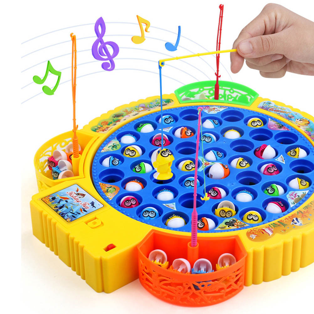 Fishing Game Toy Set With Single-Layer Rotating Board Electric Rotating Fishing Game With Music Toys Fishing Toy Child Gift #40