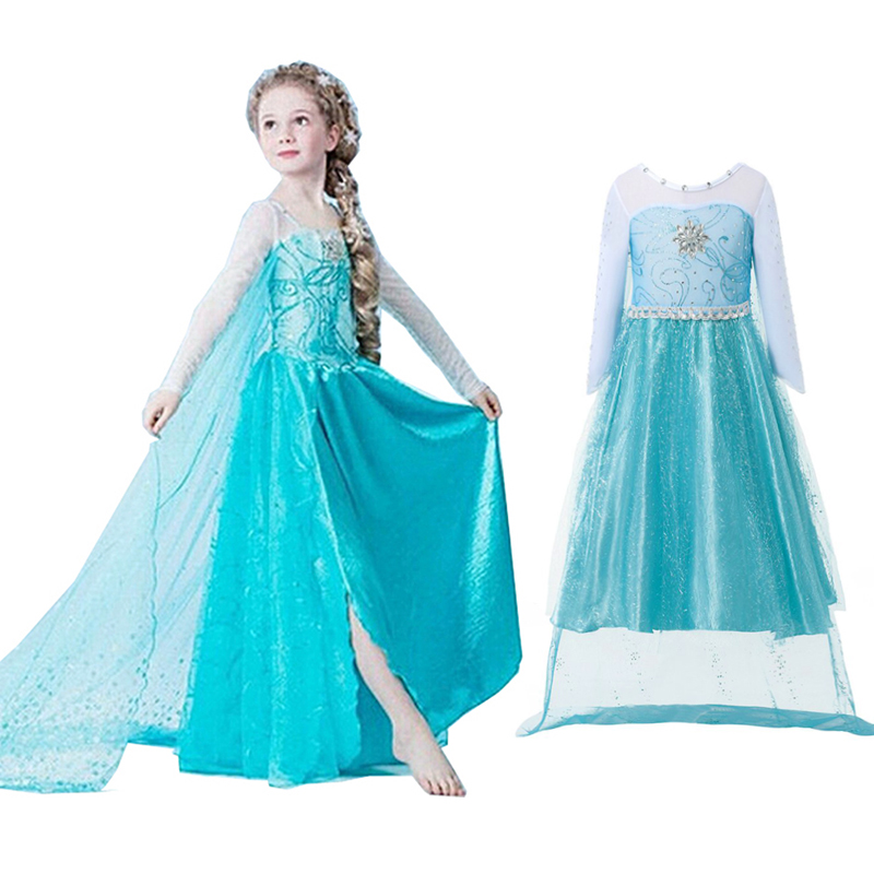 Anna Elza Girls Dress Cosplay Snow Queen Princess Dress For Girl Costume Baby Children Clothes Kids Halloween Party Elza Dress