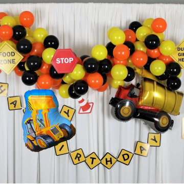1Set Construction Tractor Balloons Truck Vehicle Banners Excavator Balloon for Boys Birthday Party Supplies Baby Shower Decor