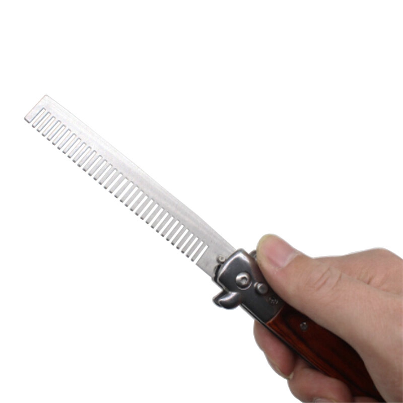 1Pcs Automatic Stainless Steel Combs Foldable Knife Brushes Hair Trimmer Comb Brush Accessories Butterfly Mens Pocket Knife Comb