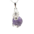 Dragon bag pendant round bead Crystal Necklace chakra aura healing pendant gem real dragon playing Bead Necklace