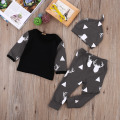 Christmas Baby Clothes Set Deer Tops T-shirt +Pants Leggings Hat 3pcs Newborn Baby Boys Girl Kids Xmas Outfits Set