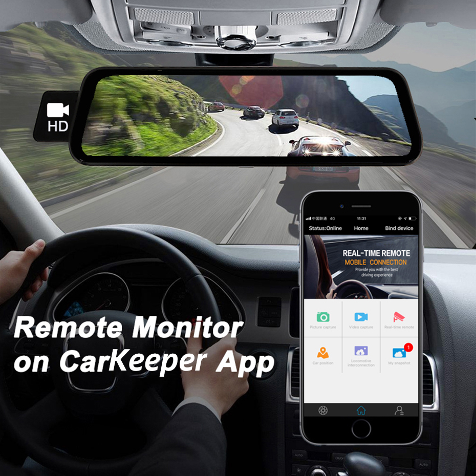 Bluavido 4G Android 8.1 Car Mirror Video Recorder GPS Navigation ADAS Rear View Mirror Camera FHD 1080P Dual Lens Dash Cam DVRs