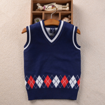 boys girls school sweater vest preppy style kids pullover knitted wear v-neck cotton spring autumn children's clothing