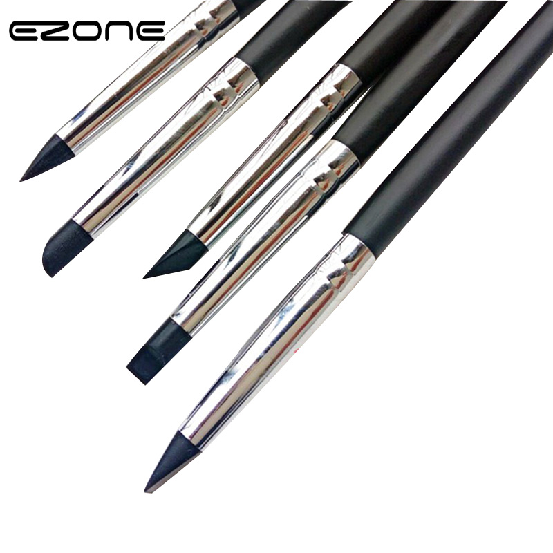 EZONE 5PCS Paint Brush For Nail Art Oil Painting Different Size Shape Watercolor Oil Painting Silicone Brushes School Supply