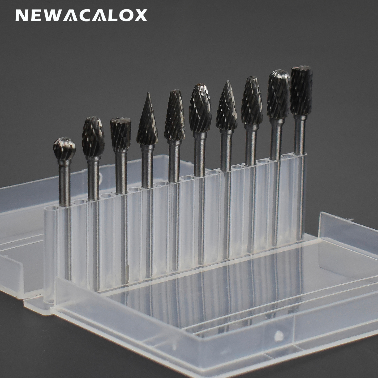 NEWACALOX 10pcs/20pcs Mini Glass Diamond Dremel Carbide Burrs Drill Bit Set Rotary Drill Bits for Metal Woodworking Carving Tool