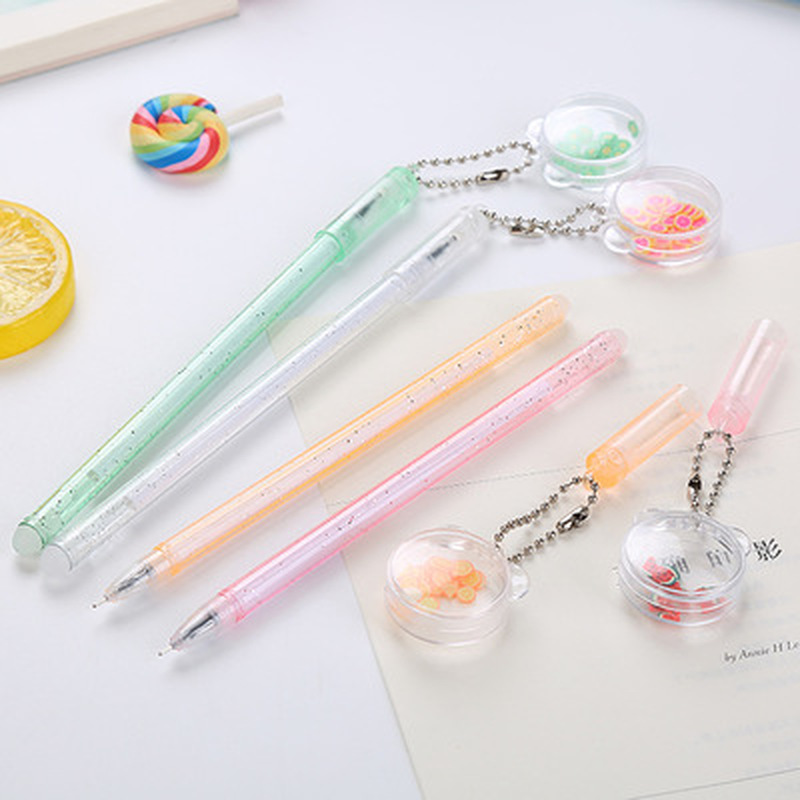 Pendant Fruit Gel Pen Novelty Kawaii cool pens Student stationery cute pens Creative Black writing gel pen office accessories